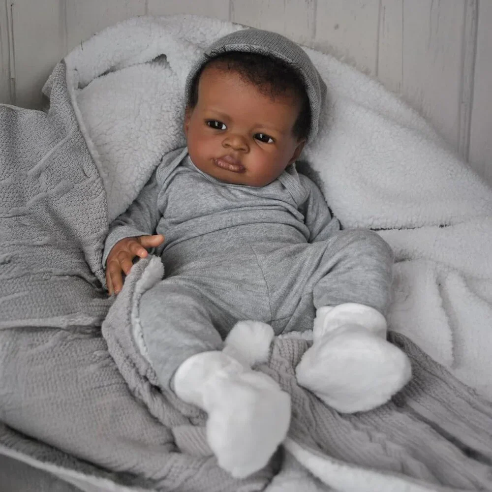 🆕20Inch African American Newborn Boy Doll Weighted Soft Cloth Body Black Boy